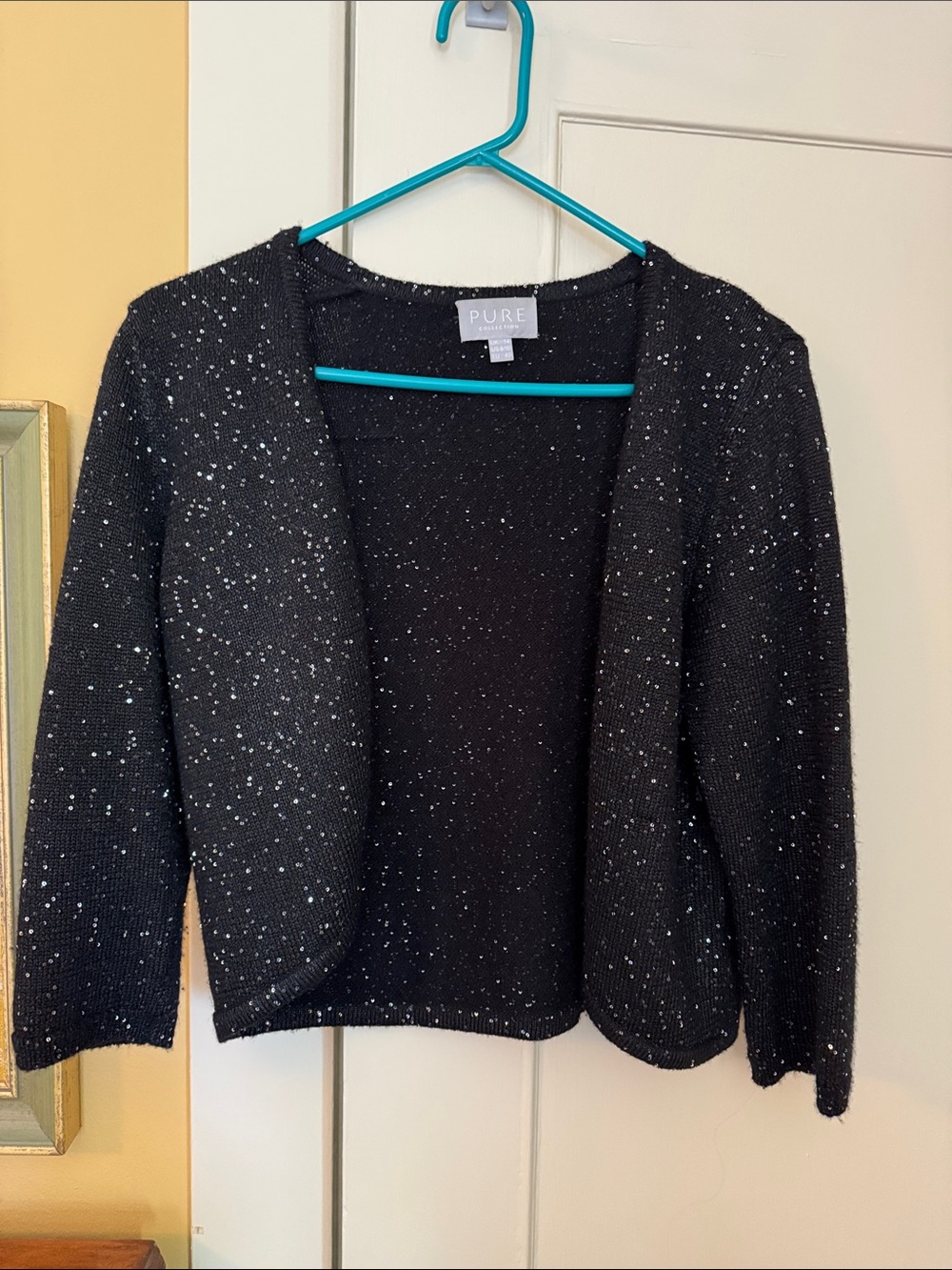 Pure Collection Black Speckled Open Cardigan Shrug cashmere
